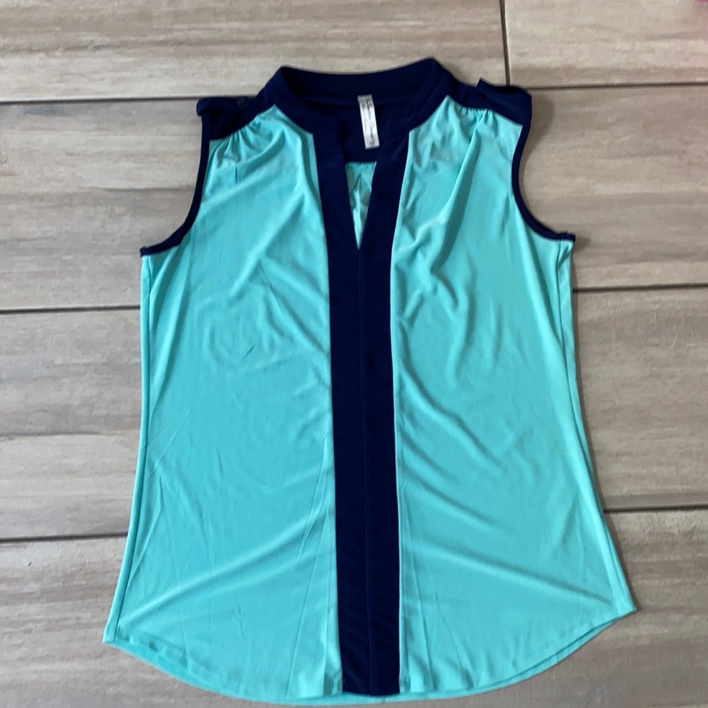 Teal and dark blue tank top